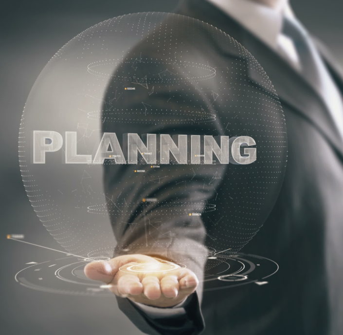 Planning Businessman Holding in Hand New technologies